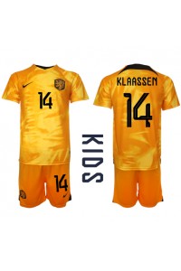 Nederland Davy Klaassen #14 Babyklær Hjemme Fotballdrakt til barn VM 2022 Korte ermer (+ Korte bukser)